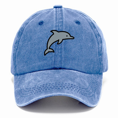 Bottlenose Dolphin - Gray jumping pose flat side profile - Classic Cap - Summer Sky(Blue)