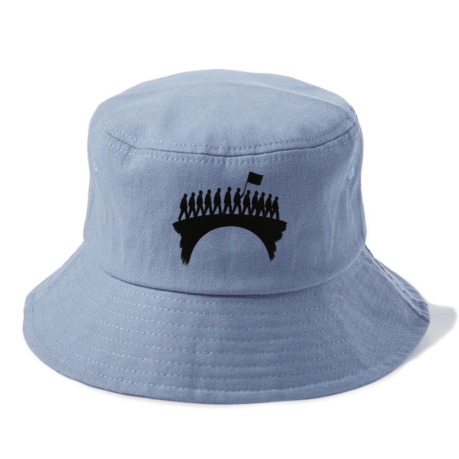 March on bridge silhouette - historic protest ink painting - Bucket Hat - Summer Sky(Blue)