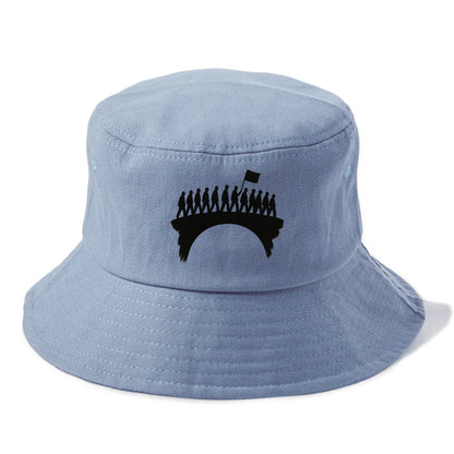 March on bridge silhouette - historic protest ink painting - Bucket Hat - Summer Sky(Blue)