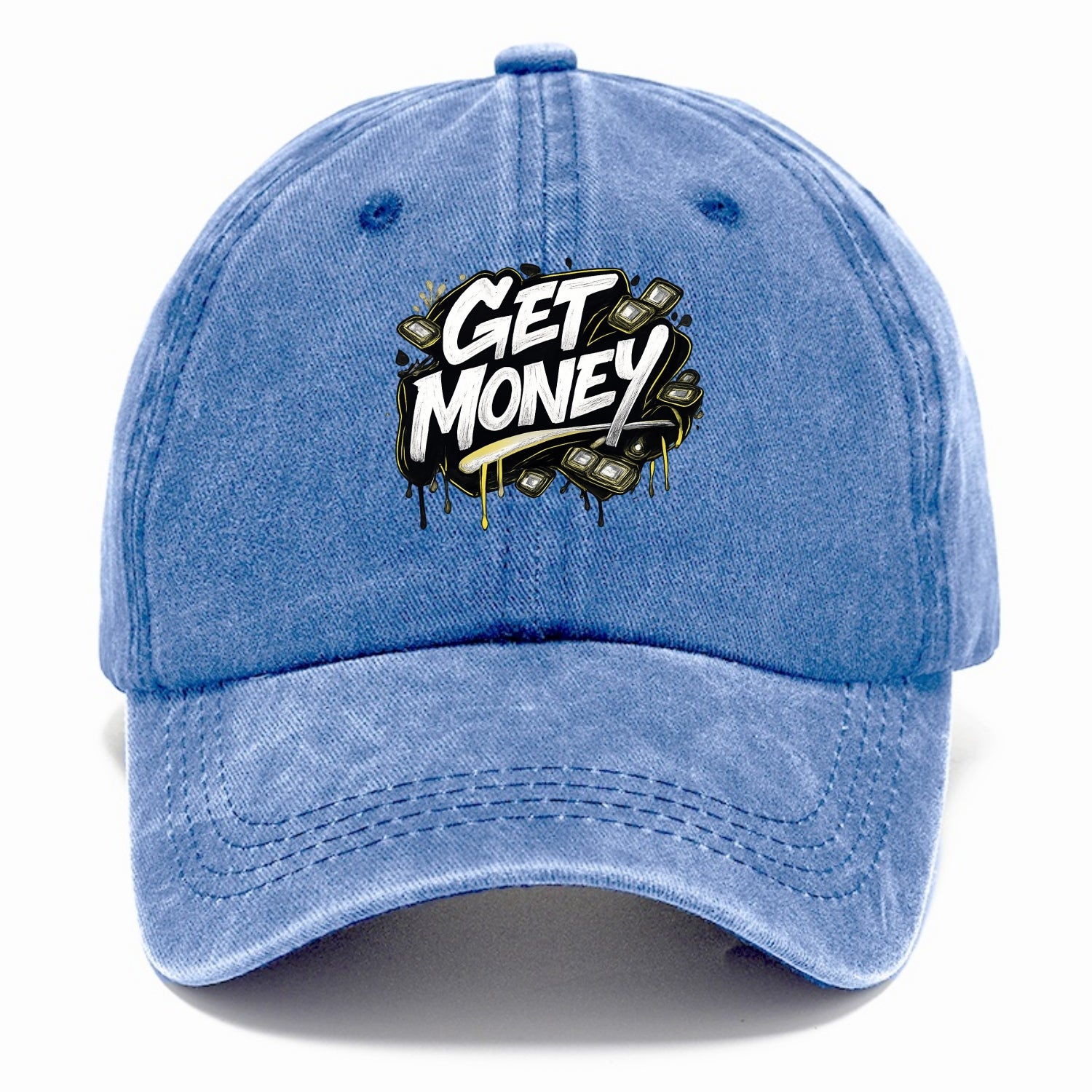 Bold typography design - "GET MONEY" - pursuit of wealth, earning - Classic Cap - Summer Sky(Blue)