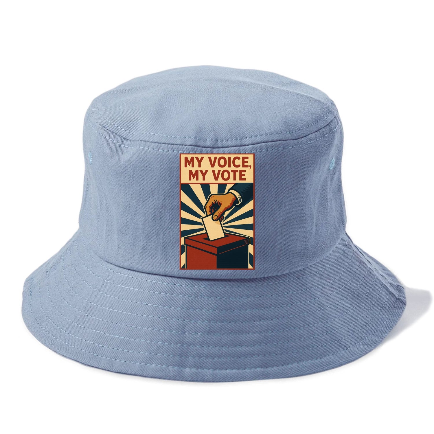 Hand dropping ballot into box with determination - "My Voice, My Vote" - individual - Bucket Hat - Summer Sky(Blue)