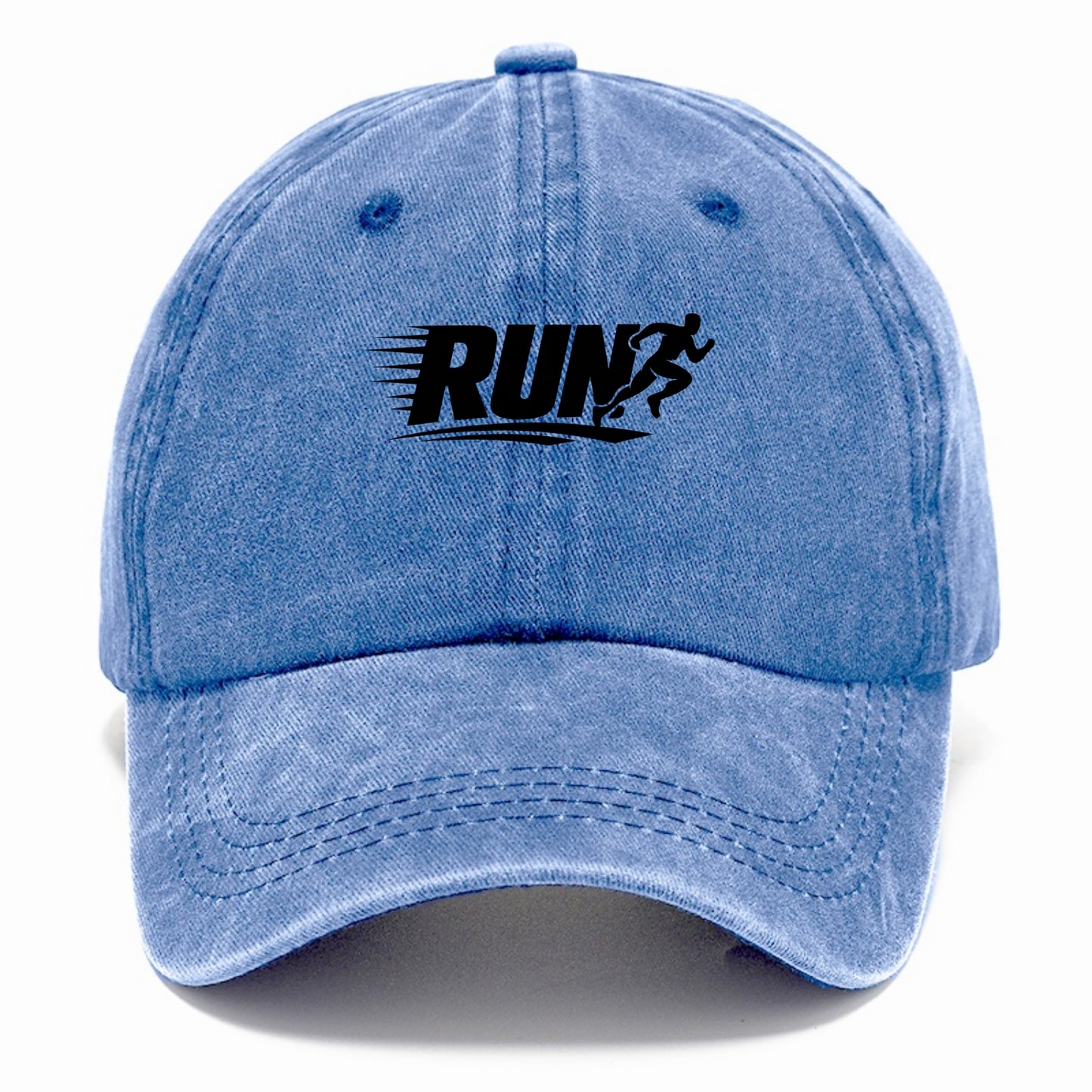 Bold typography design - "RUN" - cardio life, runner identity - Classic Cap - Summer Sky(Blue)