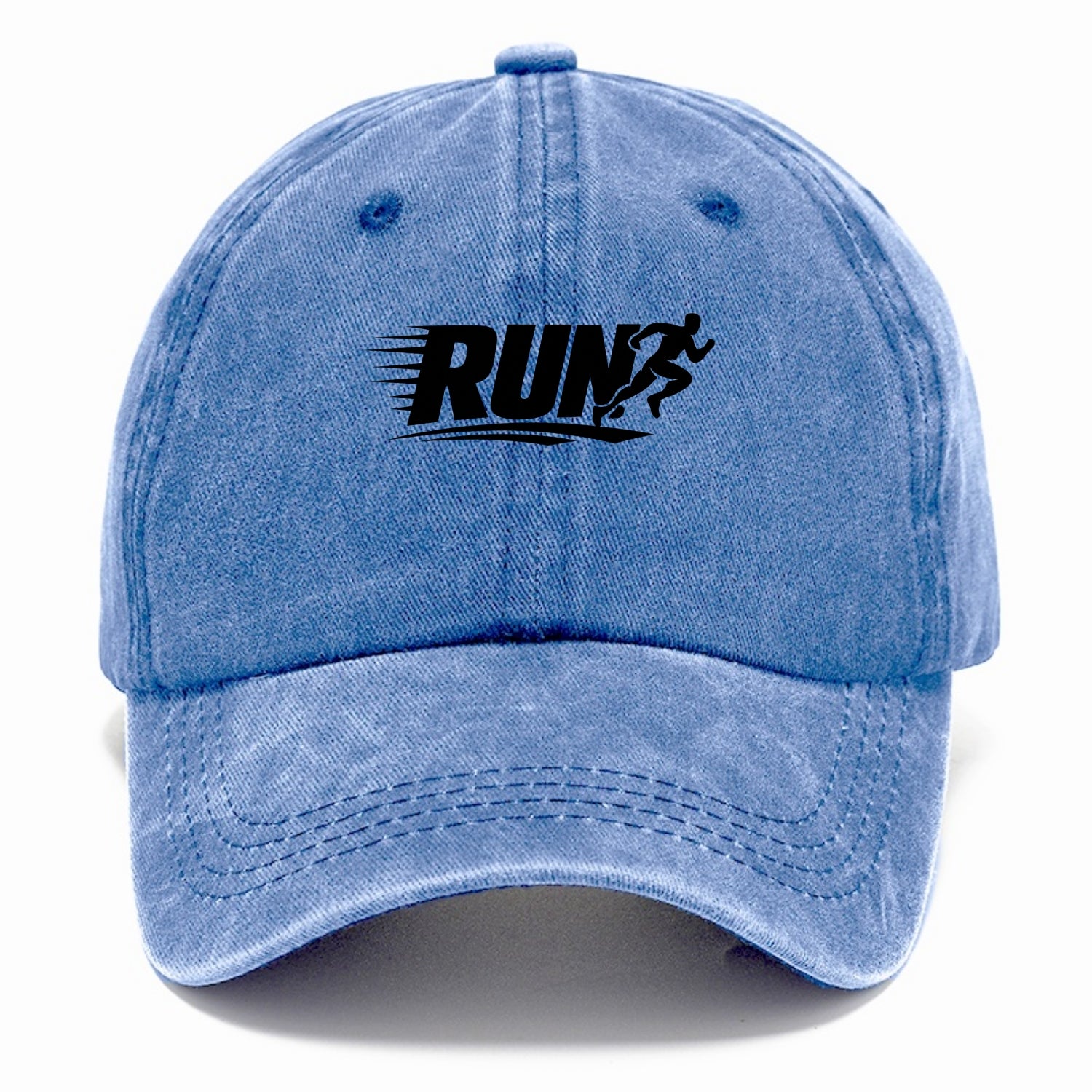 Bold typography design - "RUN" - cardio life, runner identity - Classic Cap - Summer Sky(Blue)
