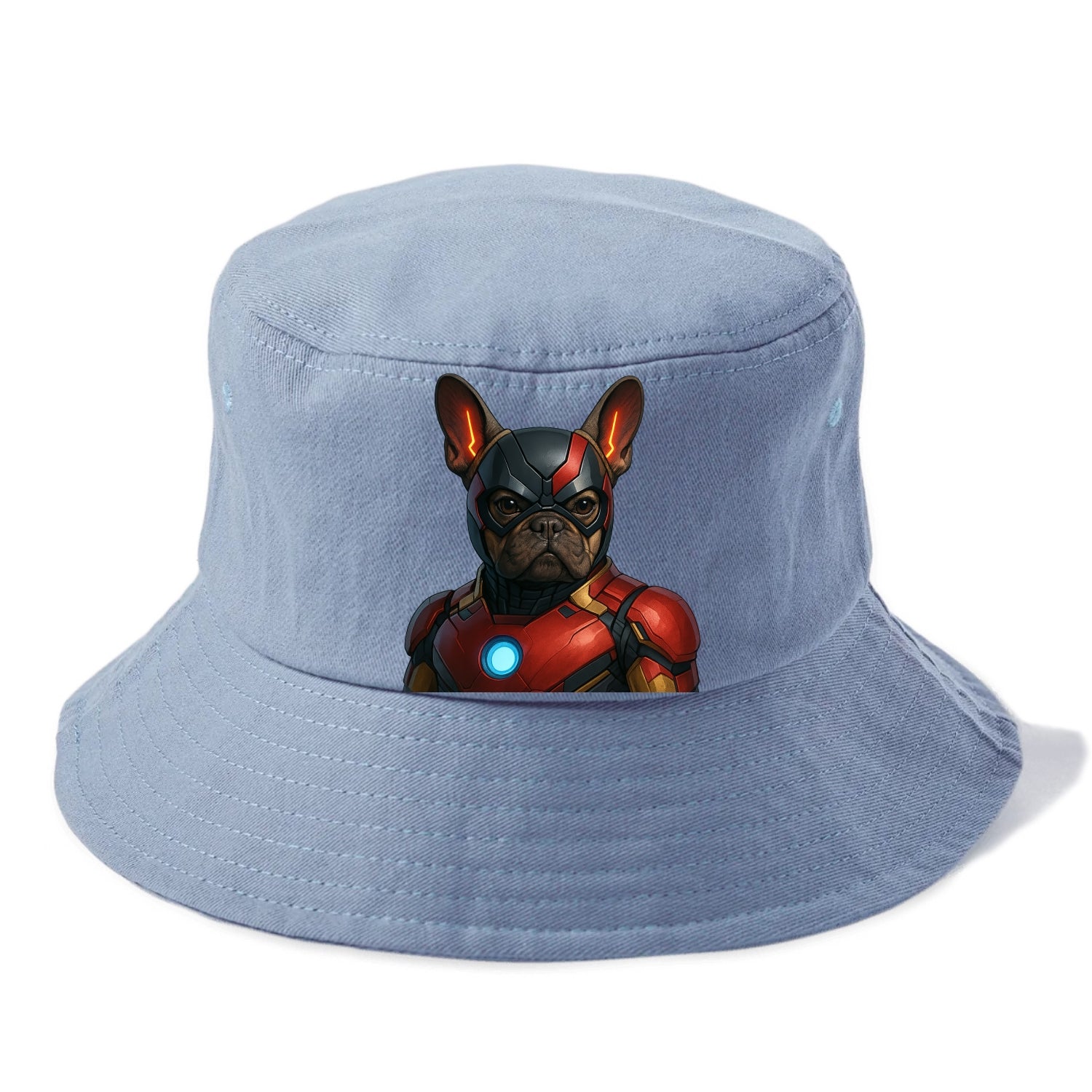 French Bulldog Iron Man  - Bucket Hat - Summer Sky(Blue)