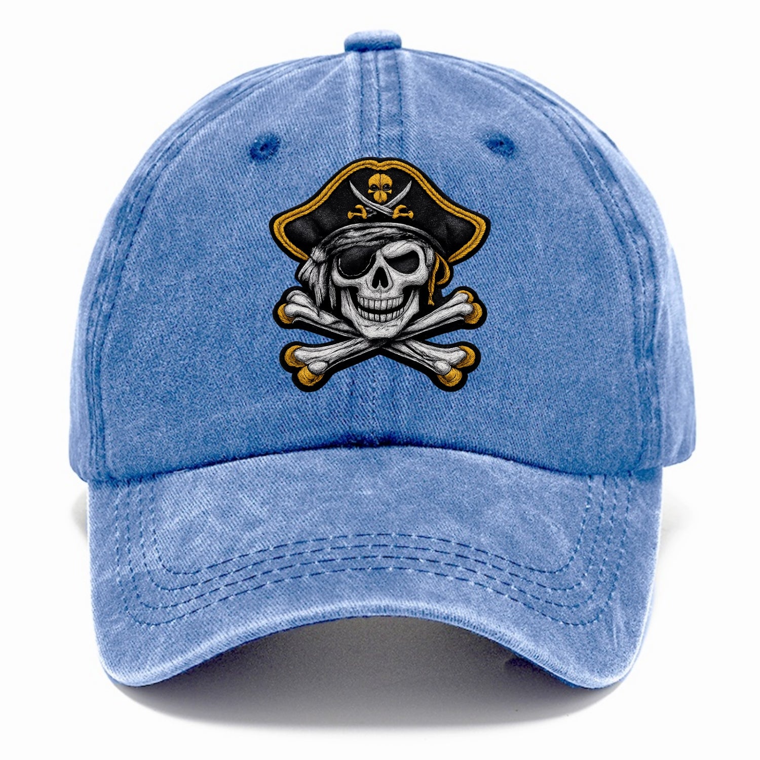 PIRATE SKULL - Jolly Roger skull in black and white , pirate - Classic Cap - Summer Sky(Blue)