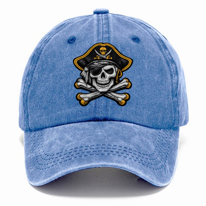PIRATE SKULL - Jolly Roger skull in black and white , pirate - Classic Cap - Summer Sky(Blue)