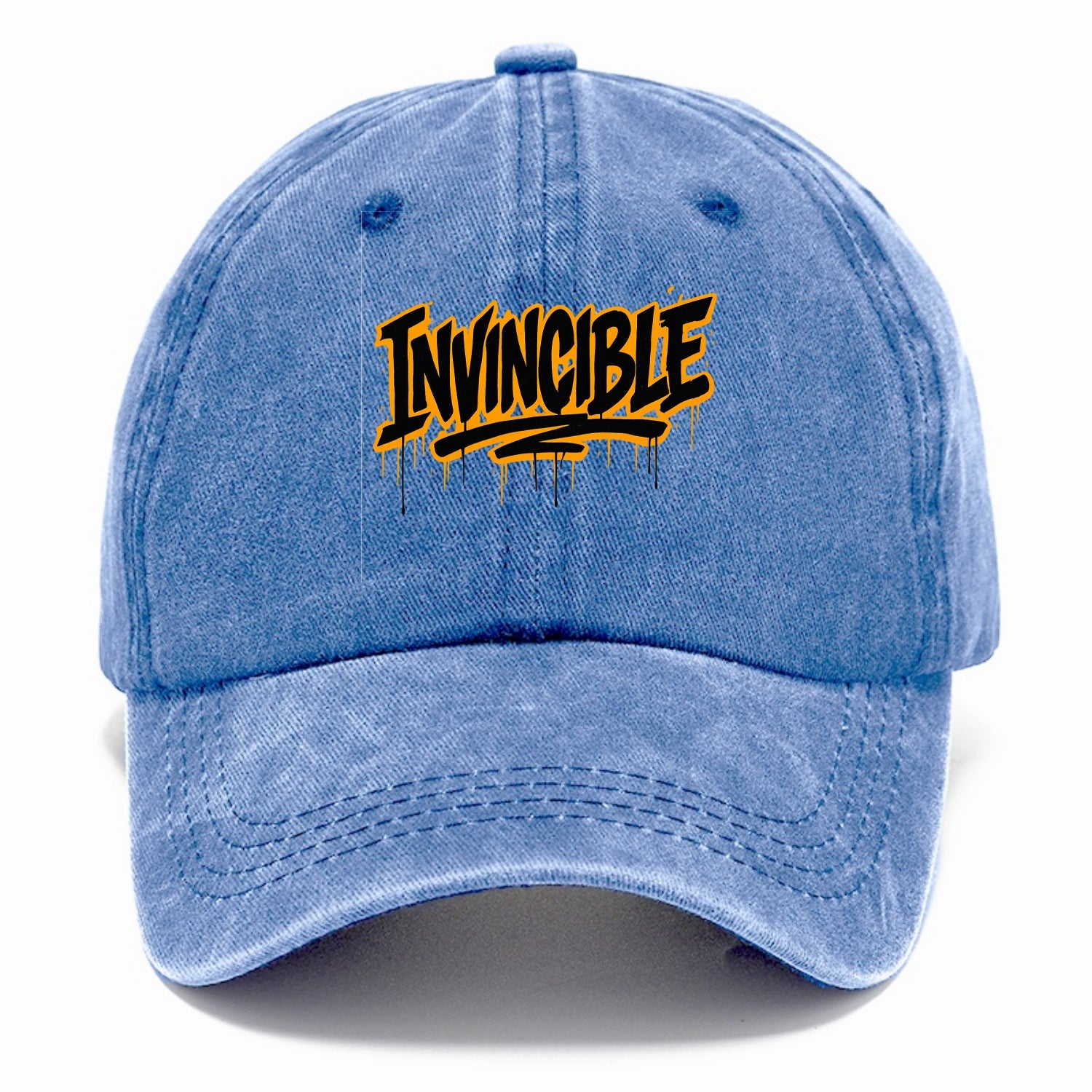 Bold typography design - "INVINCIBLE" - cannot be defeated, unconquerable - Classic Cap - Summer Sky(Blue)