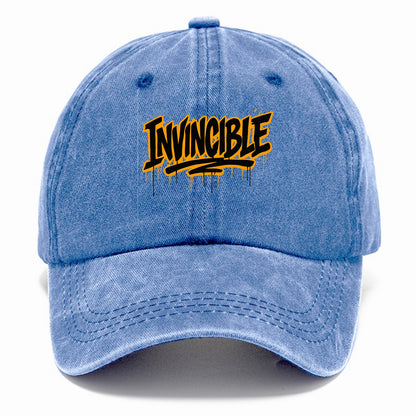 Bold typography design - "INVINCIBLE" - cannot be defeated, unconquerable - Classic Cap - Summer Sky(Blue)