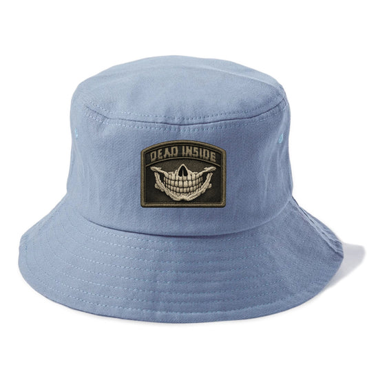 DEAD INSIDE SMILE - skeleton smile in white , dark humor - Bucket Hat - Summer Sky(Blue)