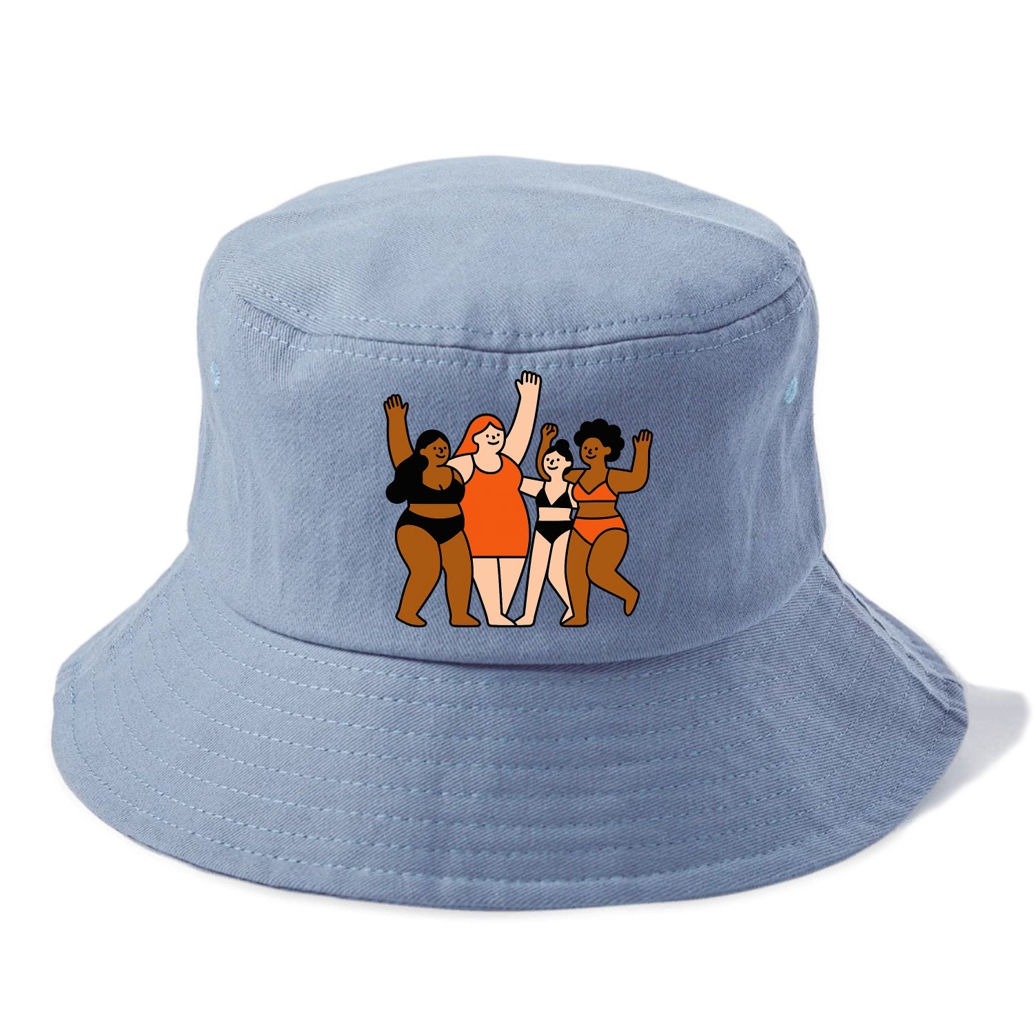 Diverse body types celebrating together - body positivity movement, all bodies are - Bucket Hat - Summer Sky(Blue)