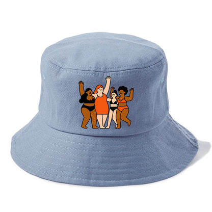Diverse body types celebrating together - body positivity movement, all bodies are - Bucket Hat - Summer Sky(Blue)