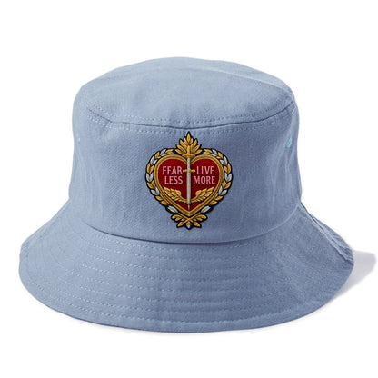 FEAR LESS LIVE MORE - heart with text in red , courage - Bucket Hat - Summer Sky(Blue)