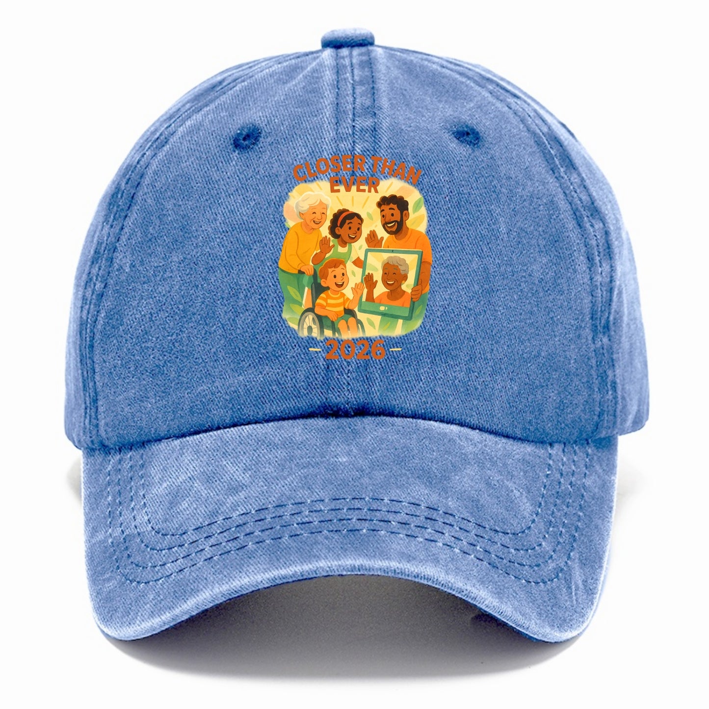 Technology bringing distant families together - "Closer Than Ever" - connection - Classic Cap - Summer Sky(Blue)