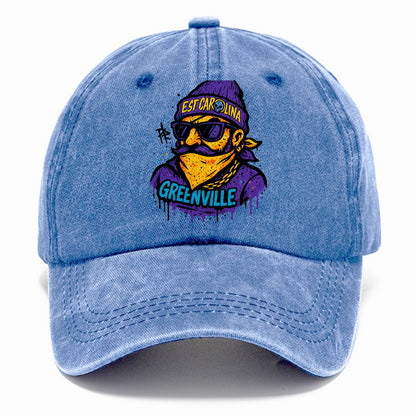 Greenville Pirate wearing East Carolina beanie with skull patch - Classic Cap - Summer Sky(Blue)