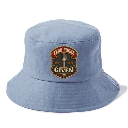 ZERO FORKS GIVEN - fork with text in silver , no cares attitude - Bucket Hat - Summer Sky(Blue)