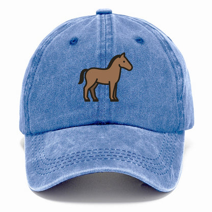 Horse - Brown standing pose flat side profile - Classic Cap - Summer Sky(Blue)