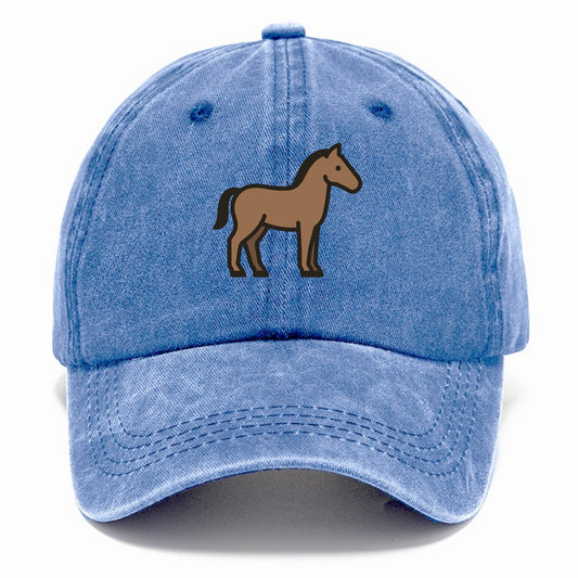 Horse - Brown standing pose flat side profile - Classic Cap - Summer Sky(Blue)