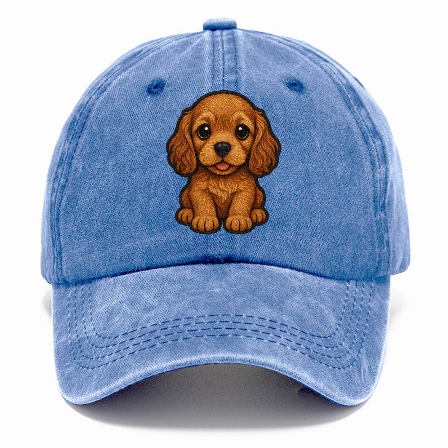 Baby Cocker Spaniel Puppy - long wavy ears, soulful eyes, silky coat, front-facing, - Classic Cap - Summer Sky(Blue)
