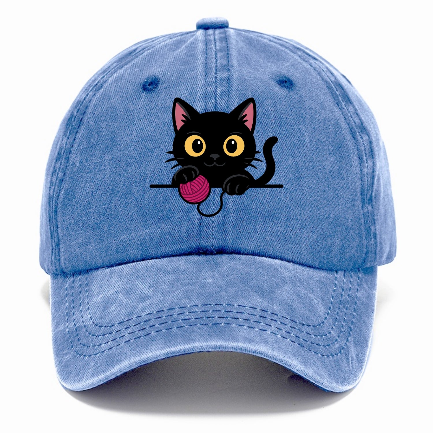 Midnight the black cat tapping the ledge rhythmically with one bright claw. - Classic Cap - Summer Sky(Blue)