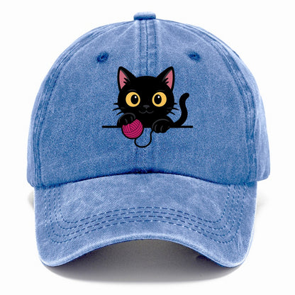 Midnight the black cat tapping the ledge rhythmically with one bright claw. - Classic Cap - Summer Sky(Blue)