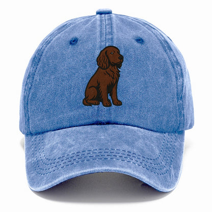 Field Spaniel - Liver colored embroidered sitting design - Classic Cap - Summer Sky(Blue)