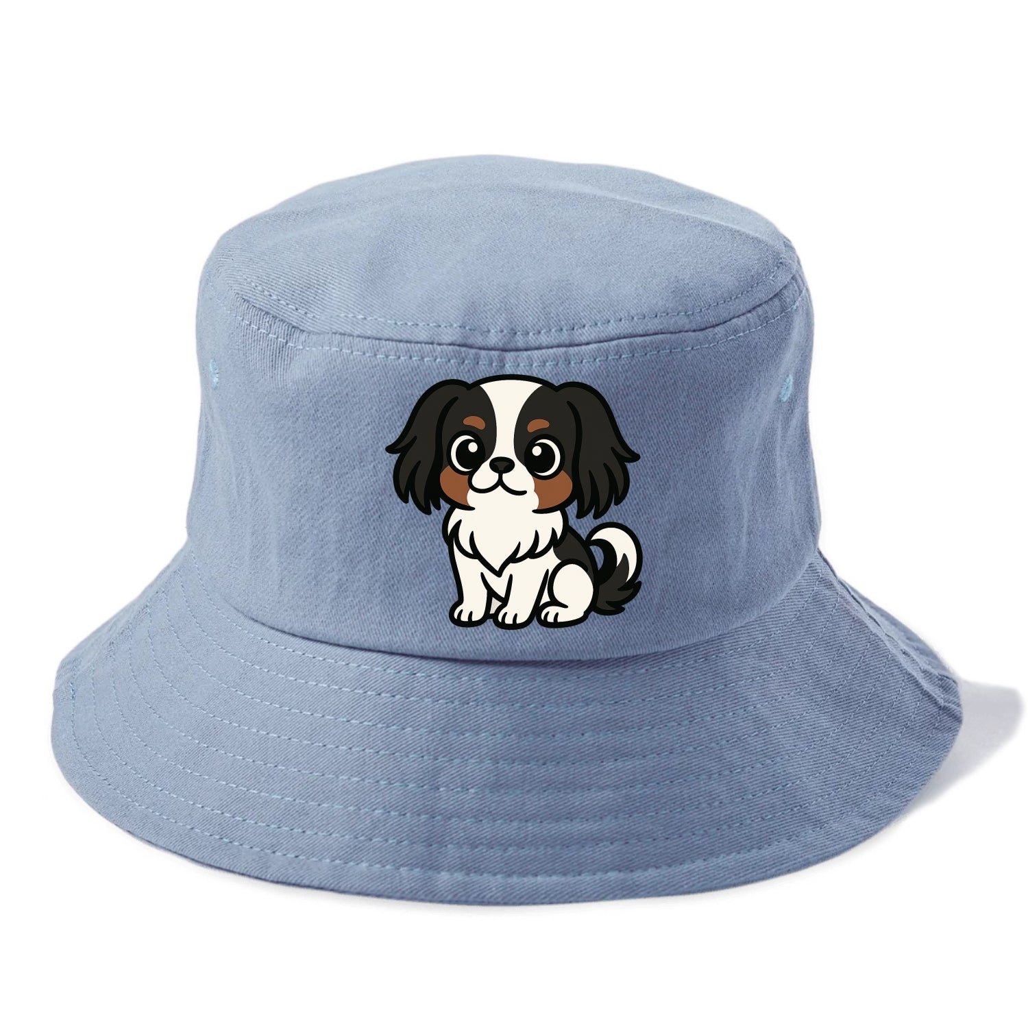 Japanese Chin - Black and white sitting pose - Bucket Hat - Summer Sky(Blue)