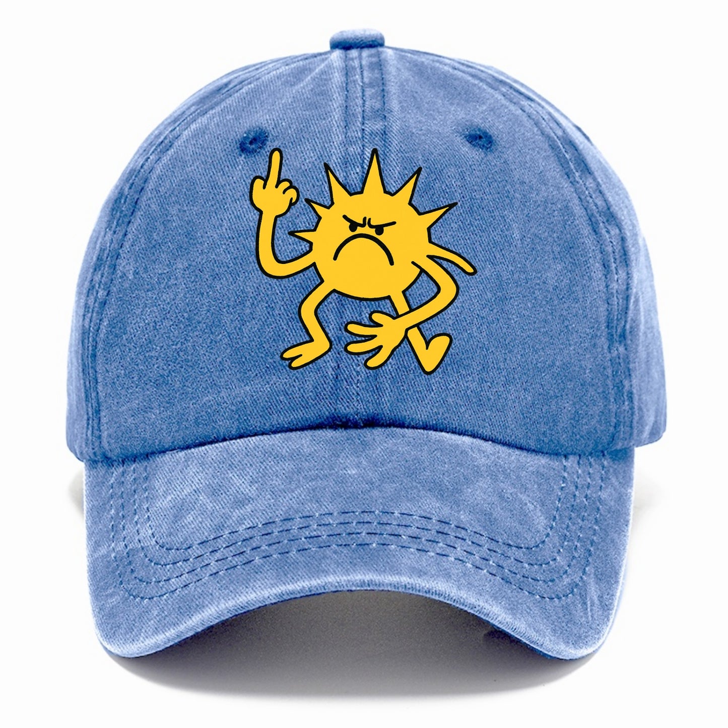 MORNINGS ARE PUNISHMENT | Grumpy sun with middle finger - Classic Cap - Summer Sky(Blue)