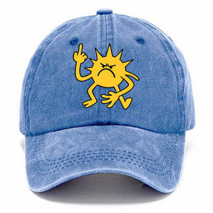 MORNINGS ARE PUNISHMENT | Grumpy sun with middle finger - Classic Cap - Summer Sky(Blue)