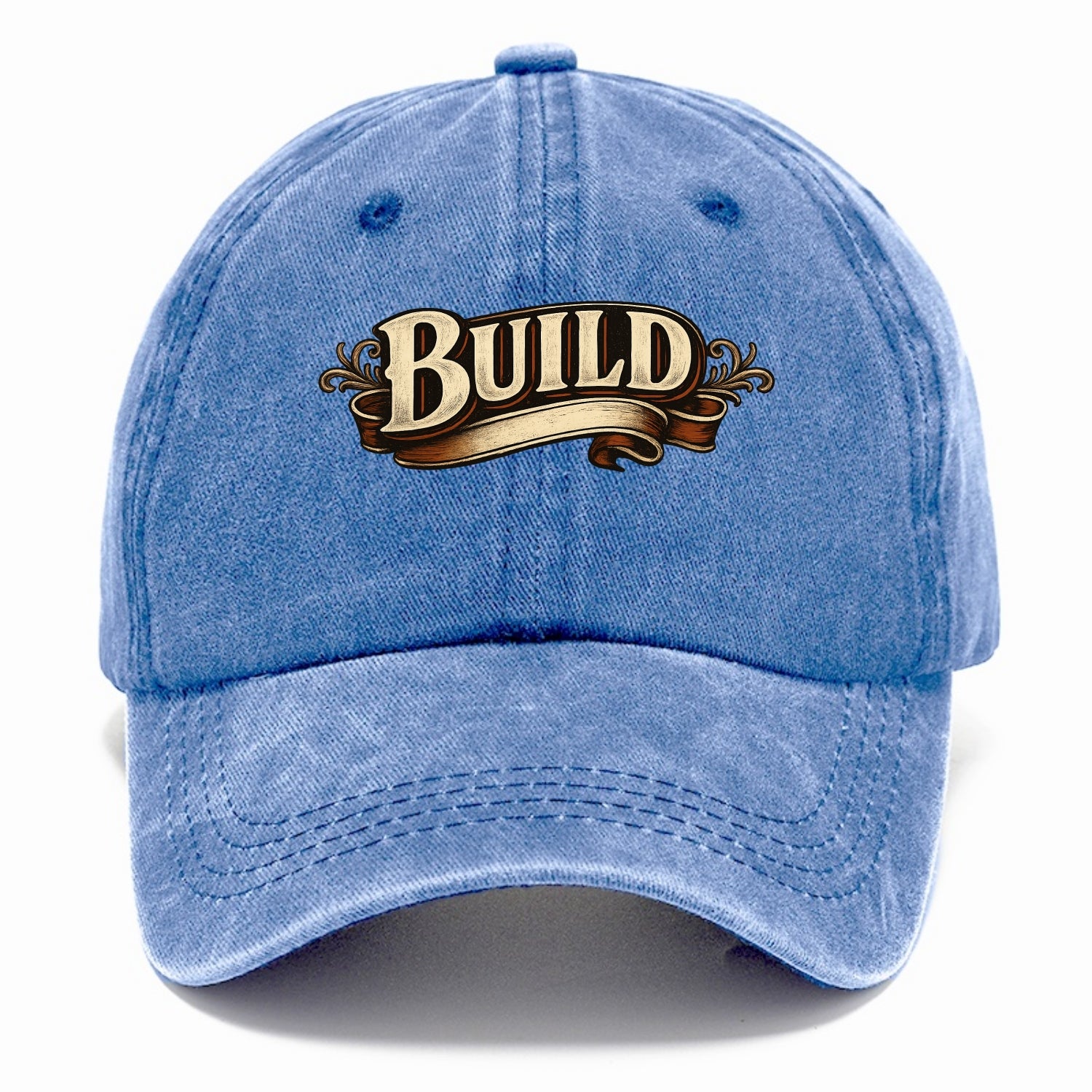 Bold typography design - "BUILD" - constructing, making real - Classic Cap - Summer Sky(Blue)