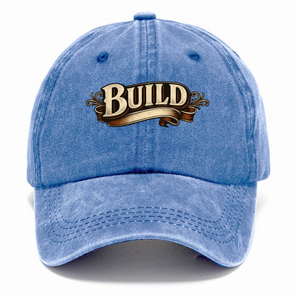 Bold typography design - "BUILD" - constructing, making real - Classic Cap - Summer Sky(Blue)