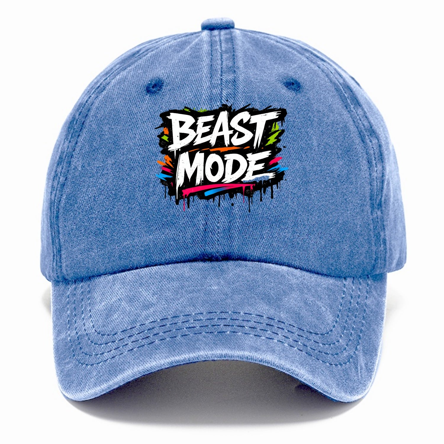 Bold typography design - "BEAST MODE" - intense workout, maximum effort - Classic Cap - Summer Sky(Blue)