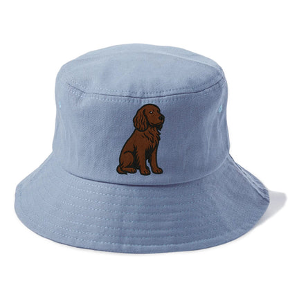 Field Spaniel - Liver colored embroidered sitting design - Bucket Hat - Summer Sky(Blue)