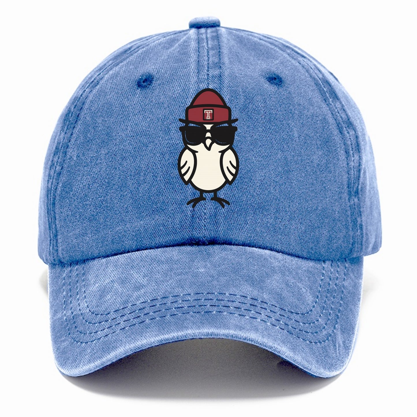 Philadelphia Owl wearing Temple beanie with T patch - Classic Cap - Summer Sky(Blue)