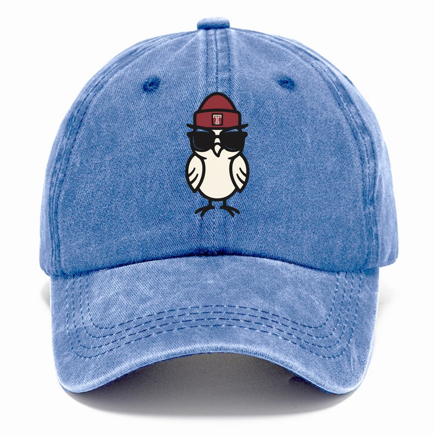 Philadelphia Owl wearing Temple beanie with T patch - Classic Cap - Summer Sky(Blue)