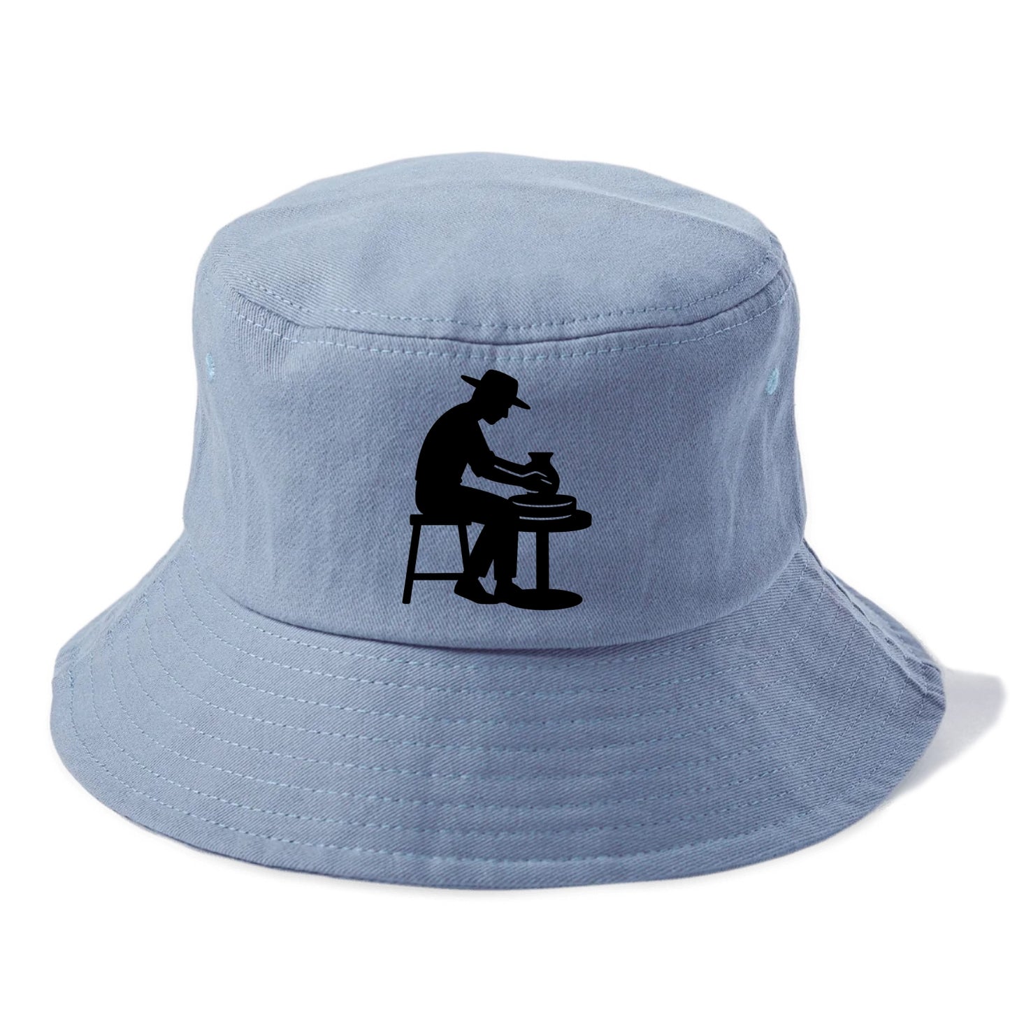 Potter shaping clay on wheel - Bucket Hat - Summer Sky(Blue)