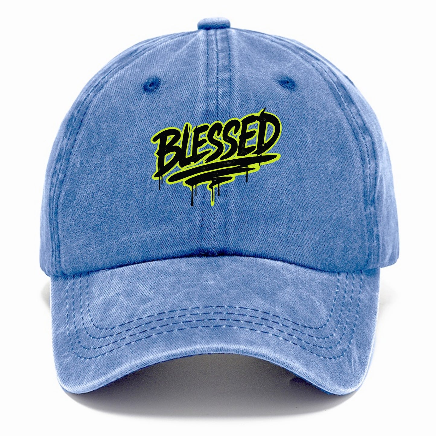 Bold typography design - "BLESSED" - recognizing good fortune, abundance - Classic Cap - Summer Sky(Blue)