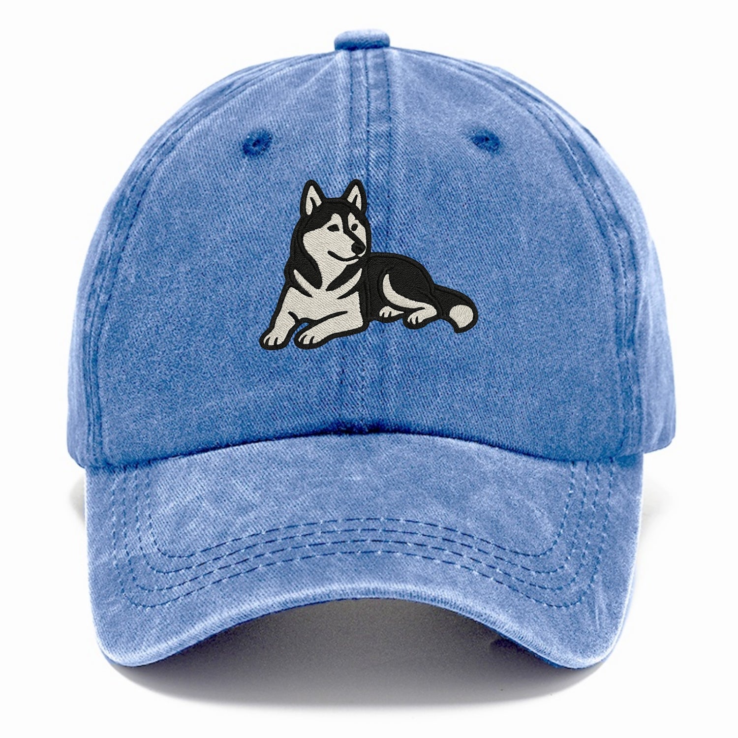Siberian Husky - Black and white relaxed Classic Cap - Summer Sky(Blue)