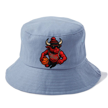 Chicago Bull wearing Bulls red and black beanie with horns design and wayfarer - Bucket Hat - Summer Sky(Blue)
