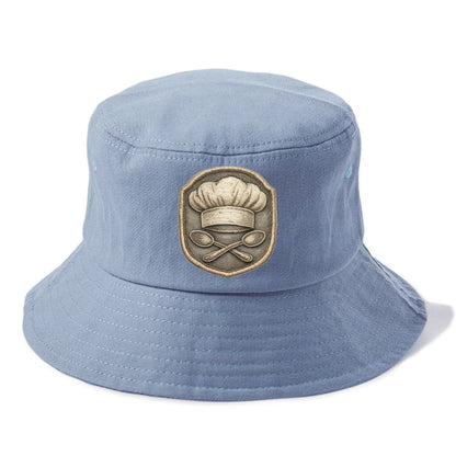 Embroidered patch design - COOKING CHEF HAT - toque blanche with crossed spoons in - Bucket Hat - Summer Sky(Blue)