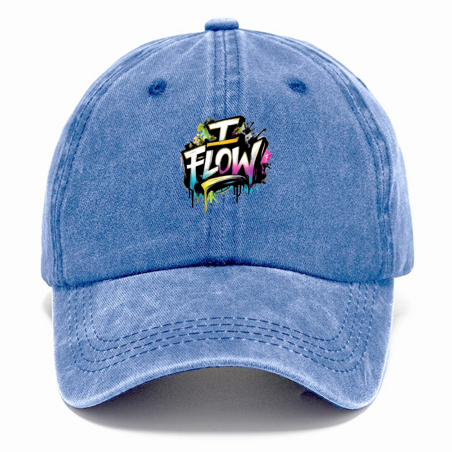 Bold typography design - "I FLOW" - going with life, easy movement - Classic Cap - Summer Sky(Blue)
