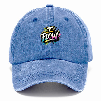 Bold typography design - "I FLOW" - going with life, easy movement - Classic Cap - Summer Sky(Blue)