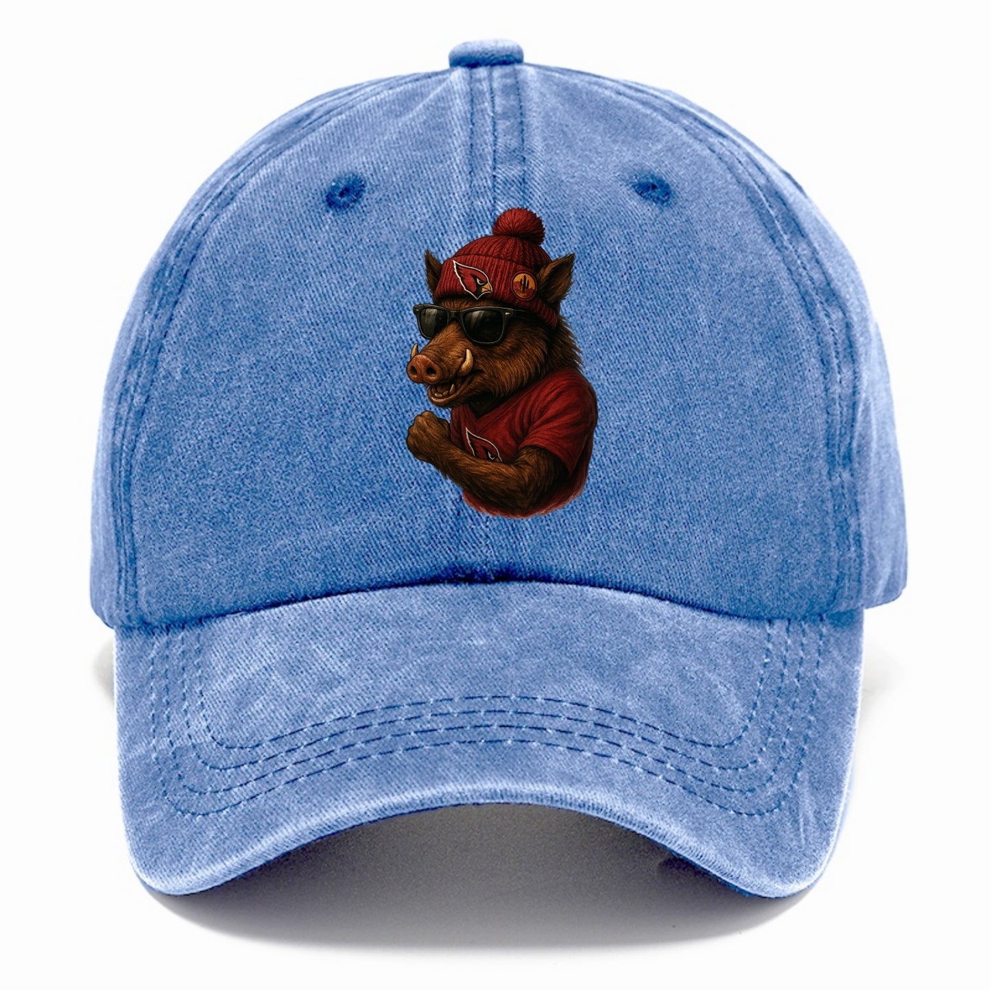 Arizona Javelina wearing Cardinals beanie with desert patch and wayfarer sunglasses - Classic Cap - Summer Sky(Blue)