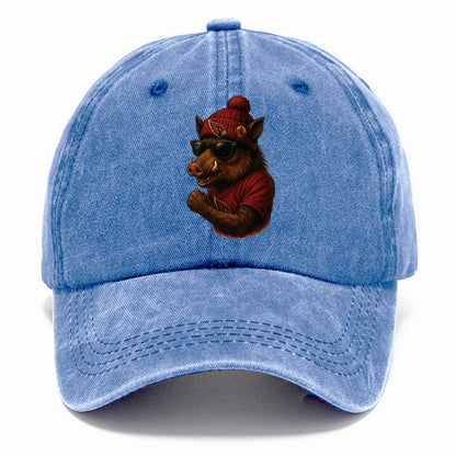 Arizona Javelina wearing Cardinals beanie with desert patch and wayfarer sunglasses - Classic Cap - Summer Sky(Blue)