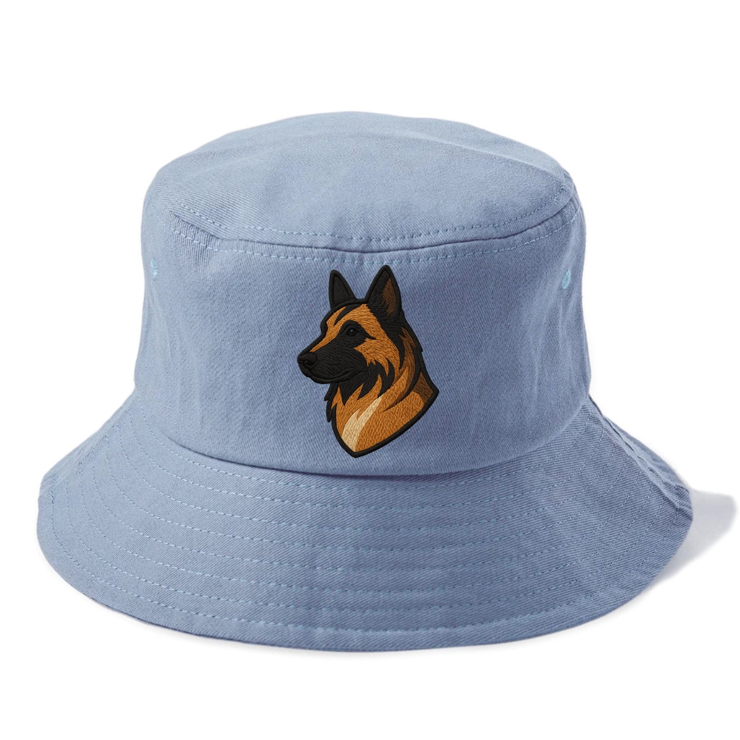 Belgian Tervuren - Fawn with black overlay embroidered design - Bucket Hat - Summer Sky(Blue)