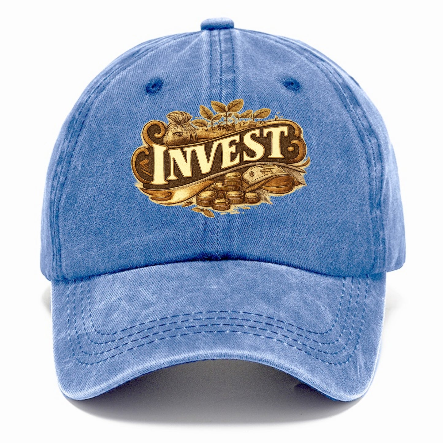 Bold typography design - "INVEST" - growing money, smart decisions - Classic Cap - Summer Sky(Blue)