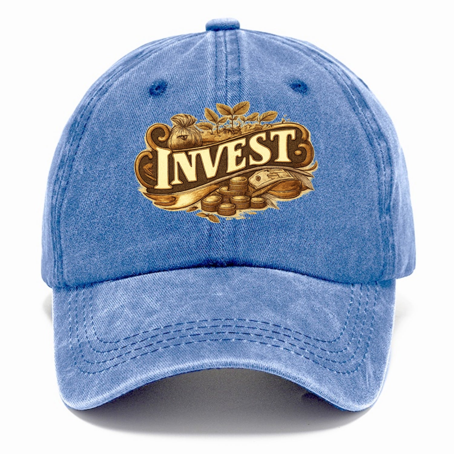 Bold typography design - "INVEST" - growing money, smart decisions - Classic Cap - Summer Sky(Blue)