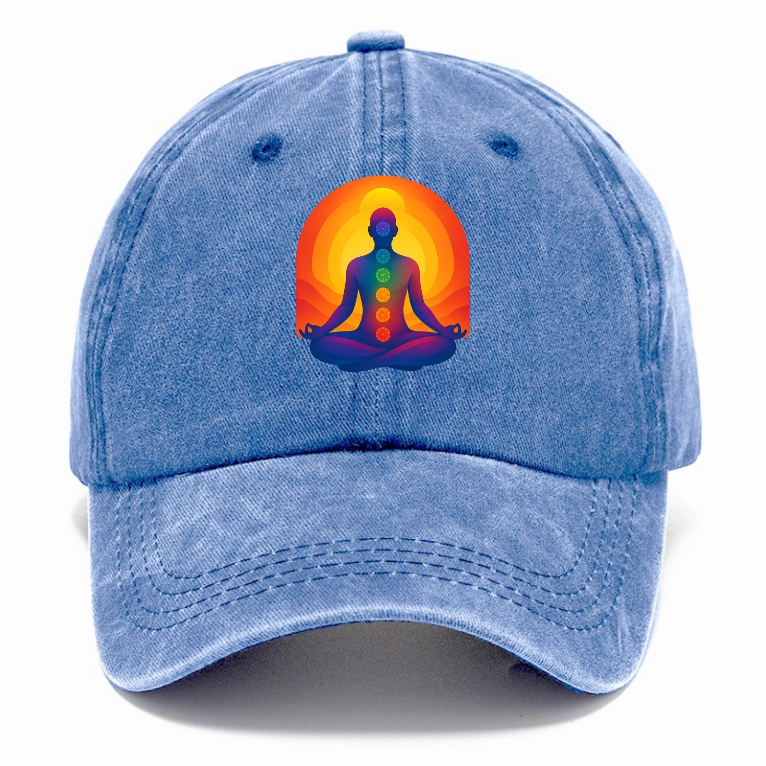 Sunset Meditation - Figure in lotus pose Classic Cap - Summer Sky(Blue)