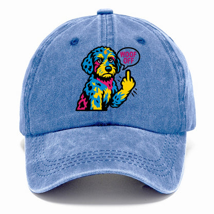 Aussiedoodle with merle patches and curly coat, playful smart paw raised - Classic Cap - Summer Sky(Blue)