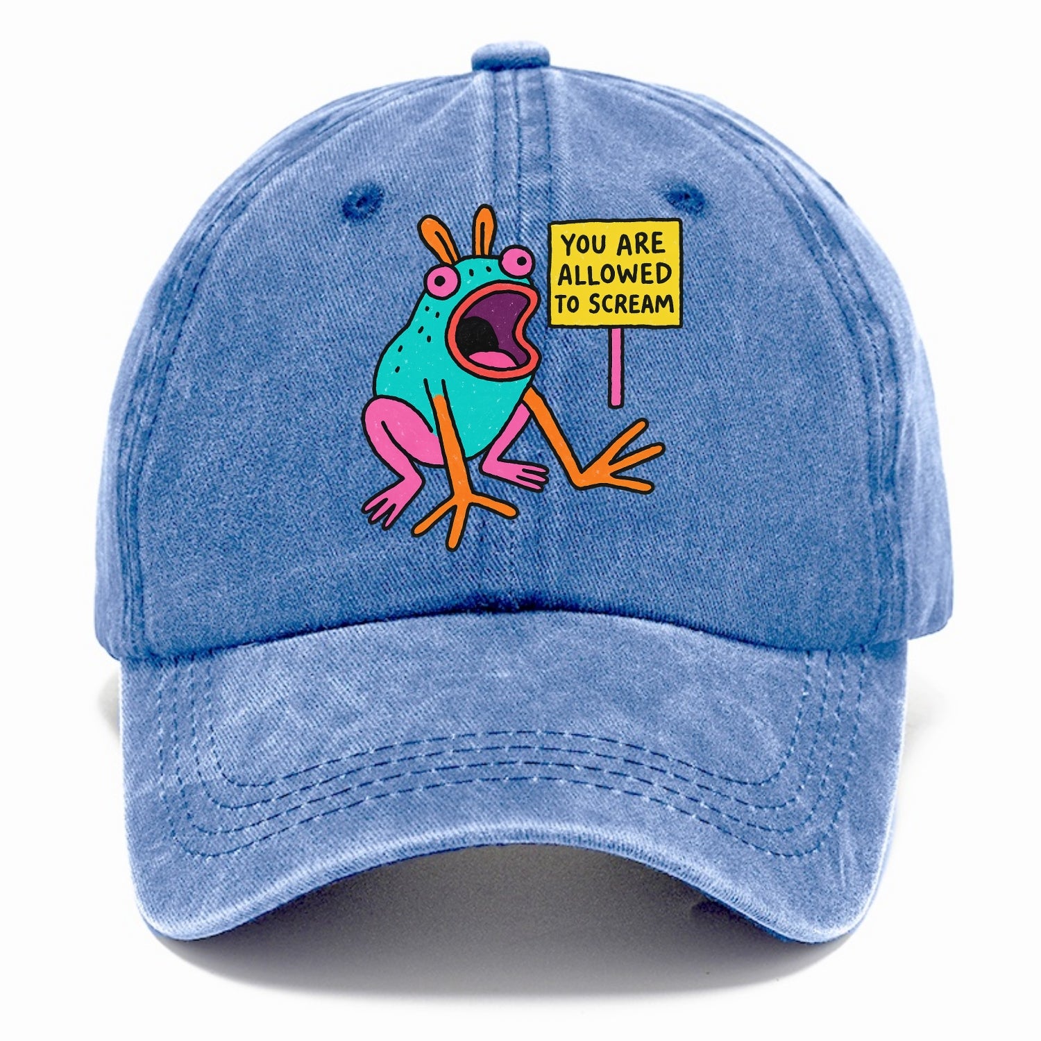 YOU ARE ALLOWED TO SCREAM | Open-mouthed frog mid-scream - Classic Cap - Summer Sky(Blue)