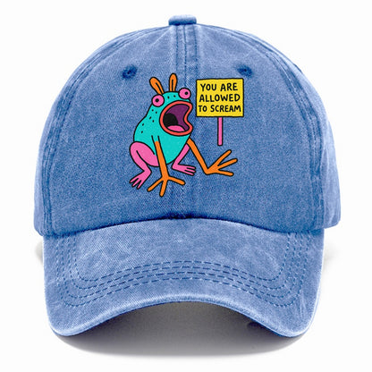 YOU ARE ALLOWED TO SCREAM | Open-mouthed frog mid-scream - Classic Cap - Summer Sky(Blue)